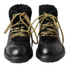 Dolce &amp; Gabbana Elegante Herrenstiefel aus Leder im Shearling-Stil