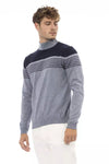 Alpha Studio Light Blue Wool Men Sweater