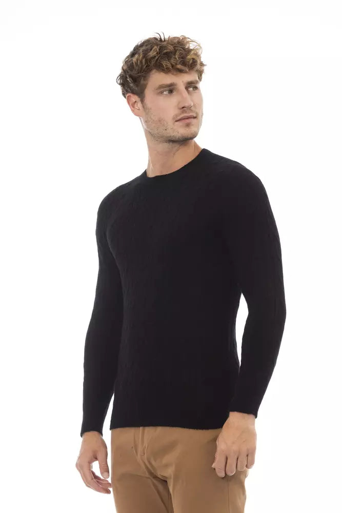 Alpha Studio Black Viscose Men Sweater