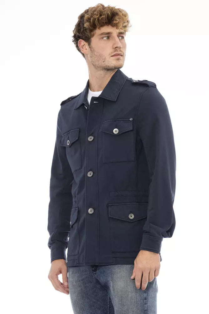 Distretto12 Blue Cotton Men Jacket