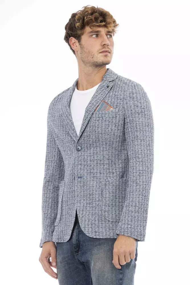 Distretto12 Blue Cotton Men Blazer