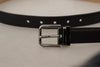 Ceinture élégante en cuir noir Dolce &amp; Gabbana avec boucle en métal