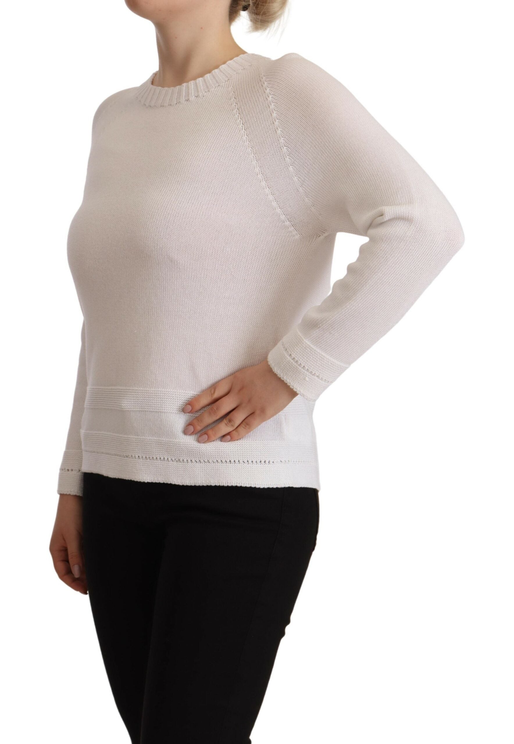 Alpha Studio Eleganter weißer Pullover aus Baumwolle