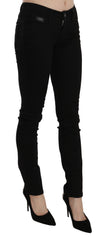 Costume National Elegant Black Mid Waist Slim Fit Jeans