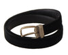 Ceinture de créateur élégante en cuir noir Dolce &amp; Gabbana