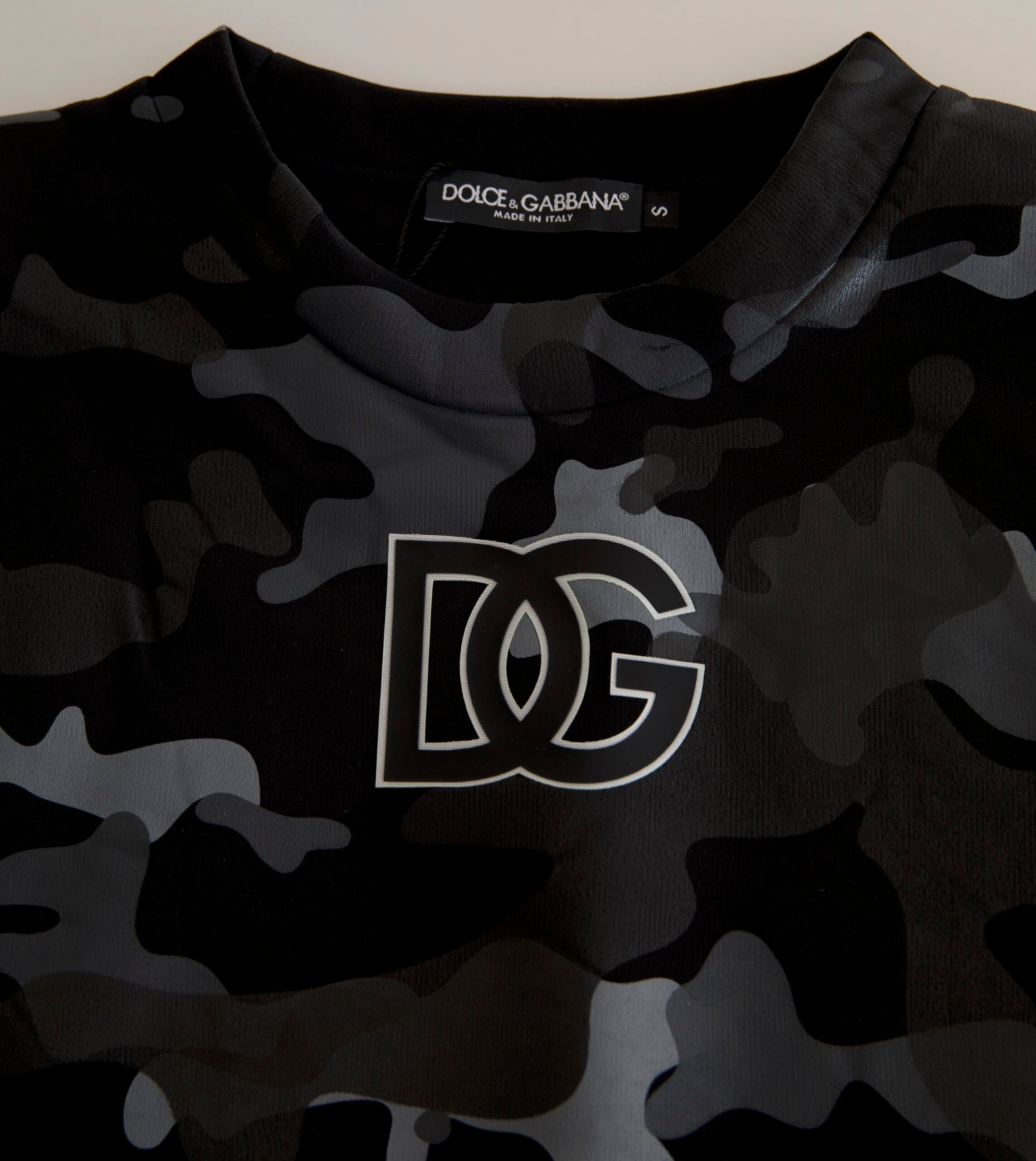 Dolce & Gabbana Eleganter schwarzer Camouflage-Pullover