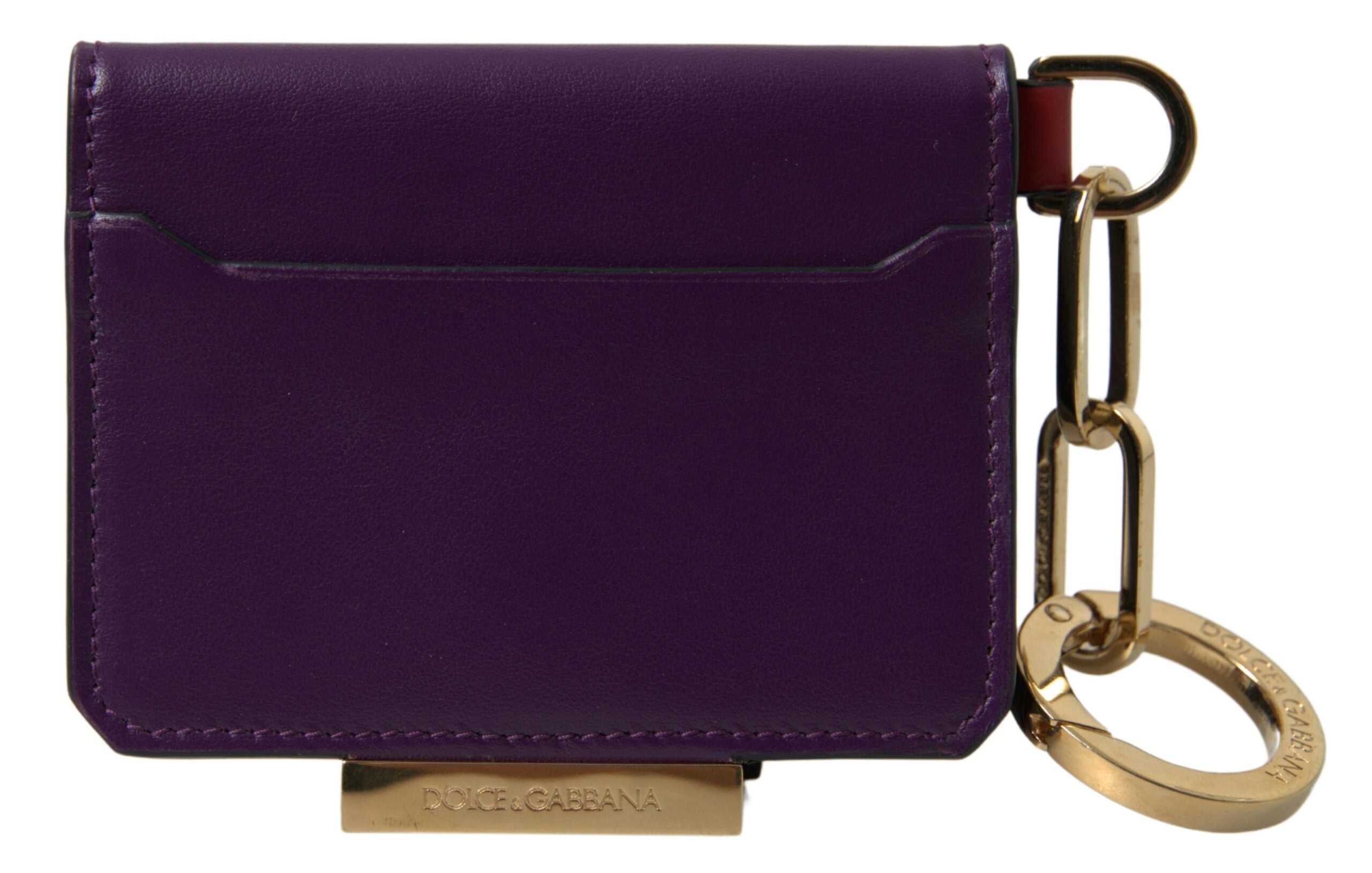 Portefeuille à rabat français en cuir violet Dolce & Gabbana