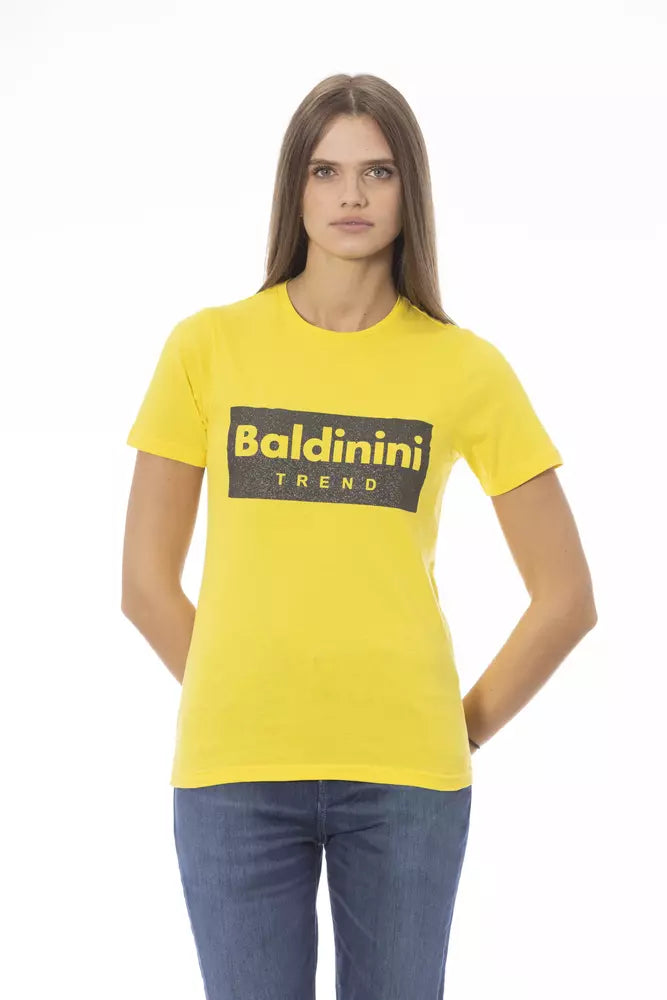 T-shirt en coton jaune pour femme Baldinini Trend