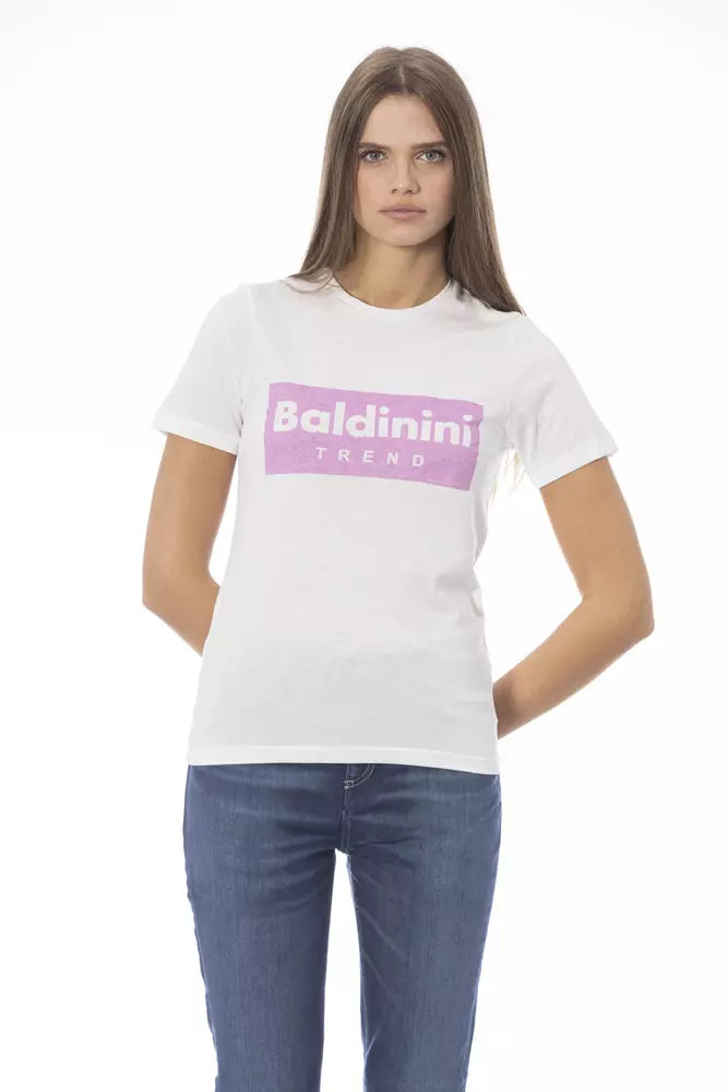 T-shirt en coton blanc pour femme Baldinini Trend