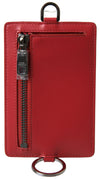 Dolce & Gabbana Elegant Red Leather Lanyard Card Holder