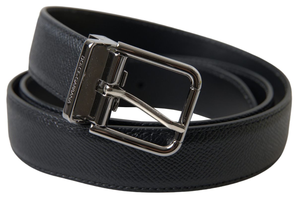 Ceinture de créateur élégante en cuir noir Dolce & Gabbana