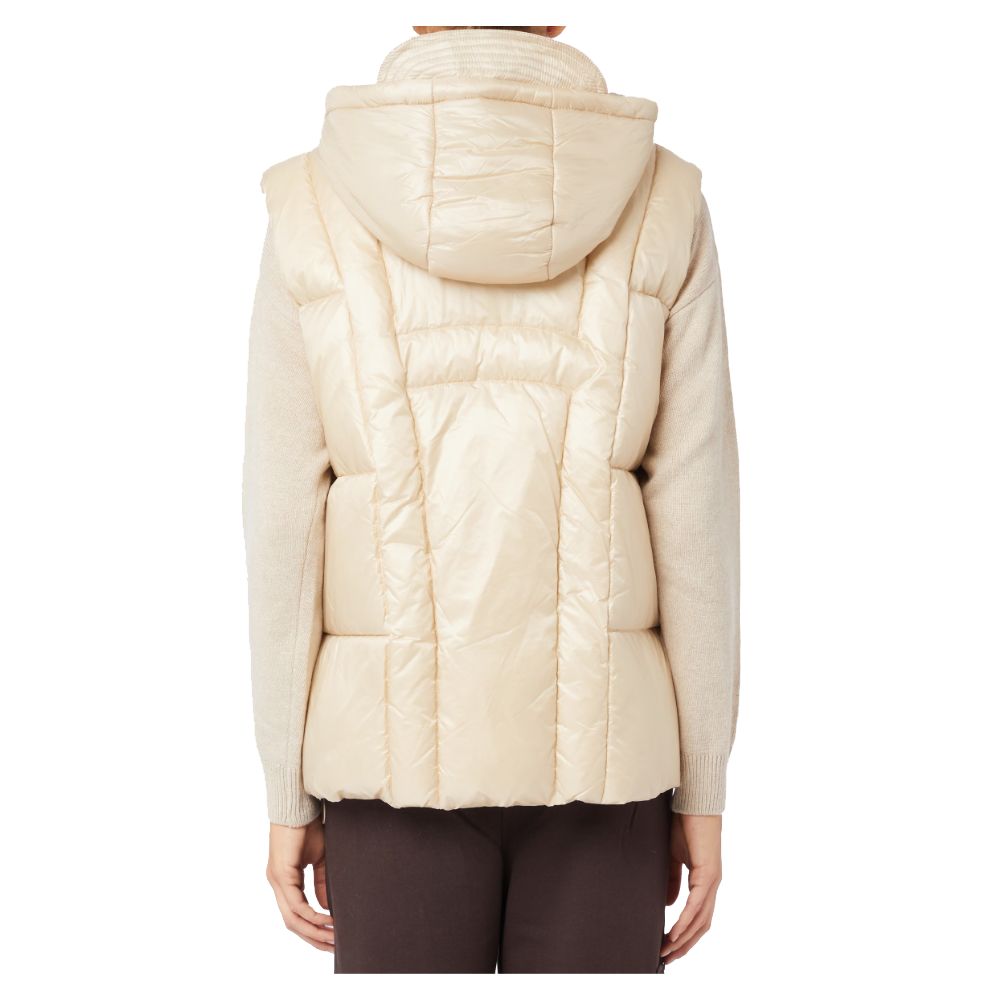 Hinnominate Sleeveless Hooded Down Jacket in Beige