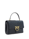 PINKO Elegant Black Calf Leather Handbag