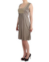 Roccobarocco Studded Sheath Knee-Length Dress in Beige