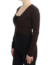 Cardigan court élégant en laine vierge marron Cavalli