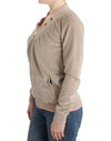 Cardigan zippé beige Cavalli avec détails dorés