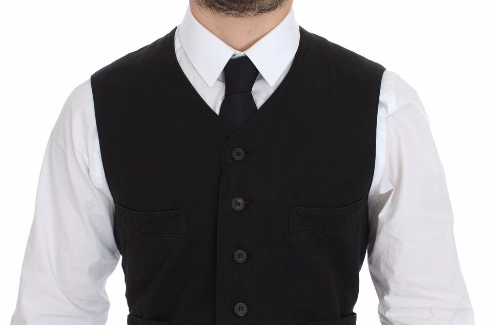 Dolce & Gabbana Elegant Black Cotton Blend Dress Vest