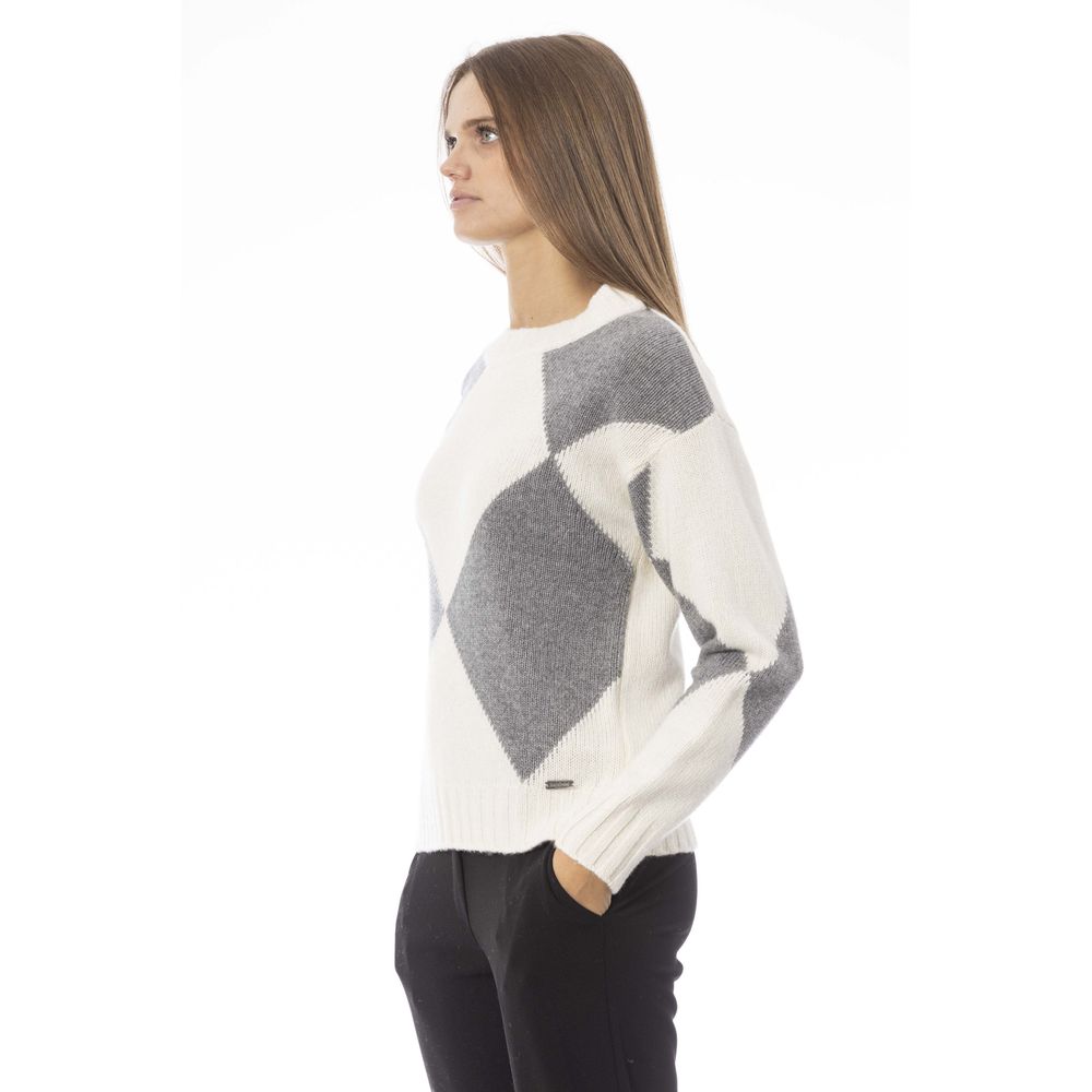 Baldinini Trend Grauer Wollpullover für Damen