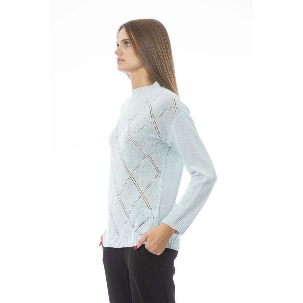 Baldinini Trend Hellblauer Wollpullover für Damen