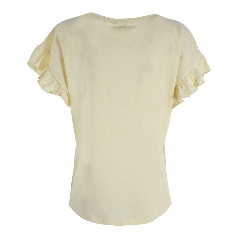 T-shirt en coton à volants et manches chauve-souris Yes Zee Chic – Jaune soleil