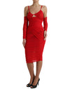 Dolce & Gabbana Radiant Red Stretch Satin Midi Dress