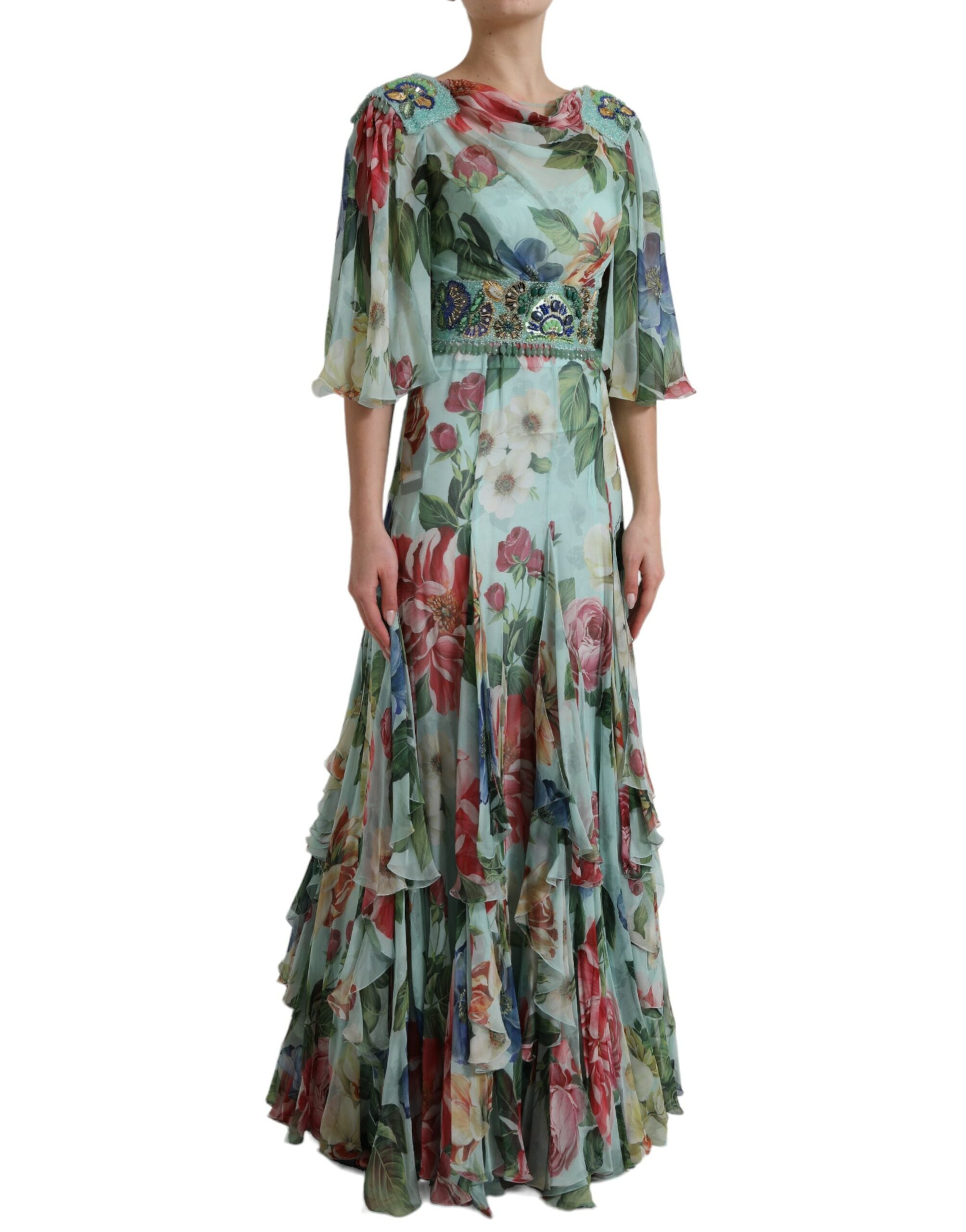 Robe longue élégante en soie fleurie Dolce & Gabbana