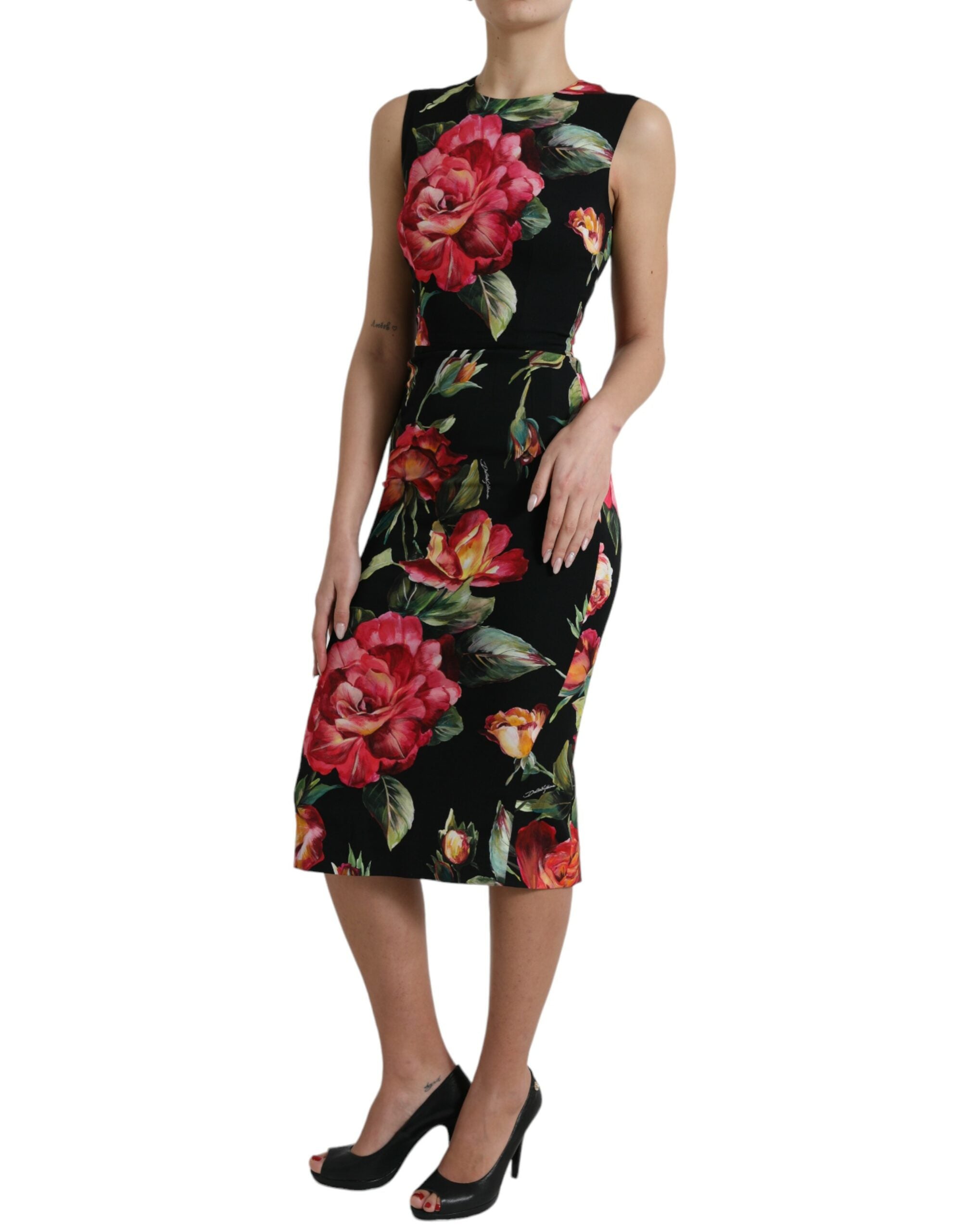 Robe fourreau mi-longue fleurie élégante Dolce & Gabbana