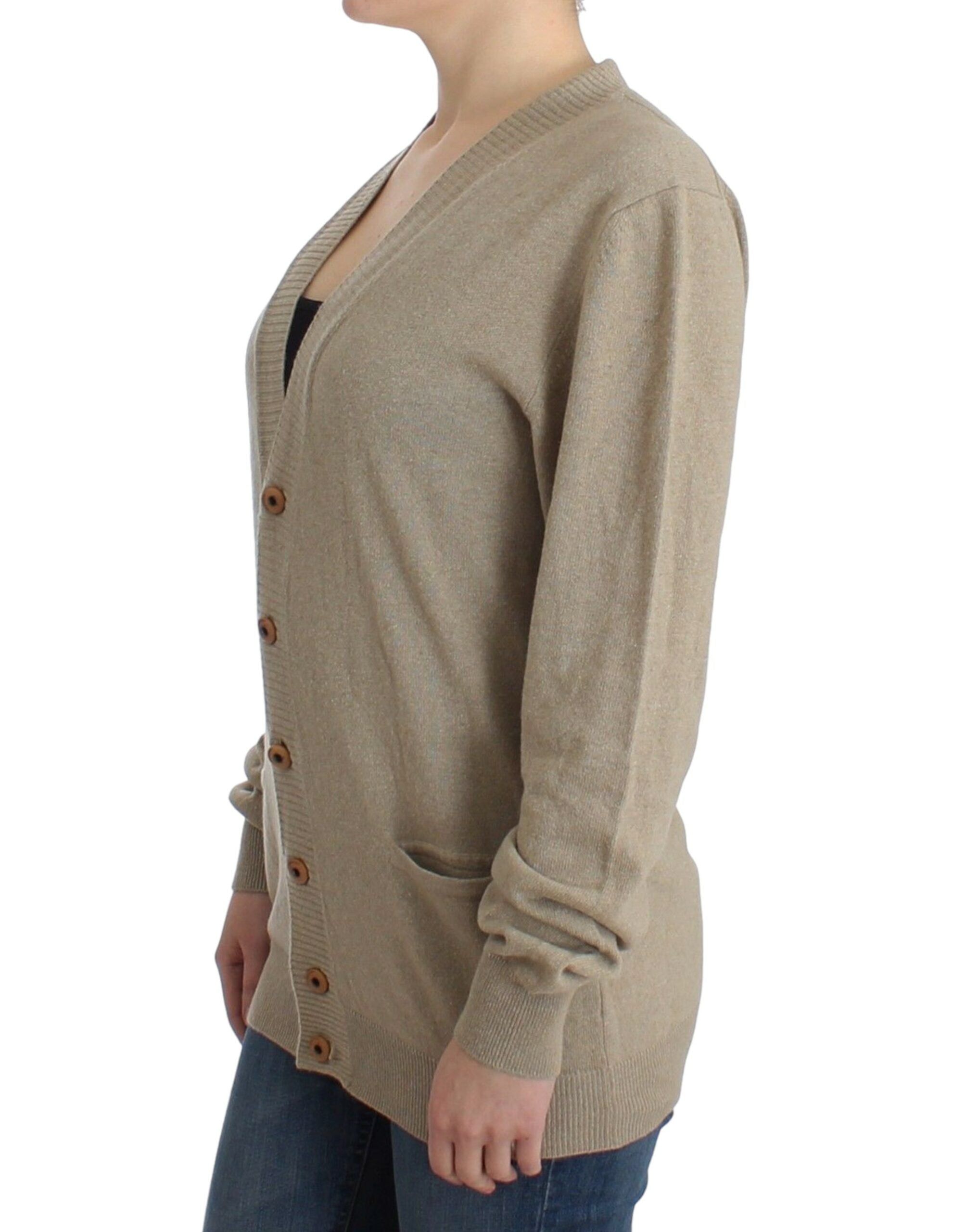 Ermanno Scervino – Luxus-Cardigan mit tiefem V-Ausschnitt, Beige