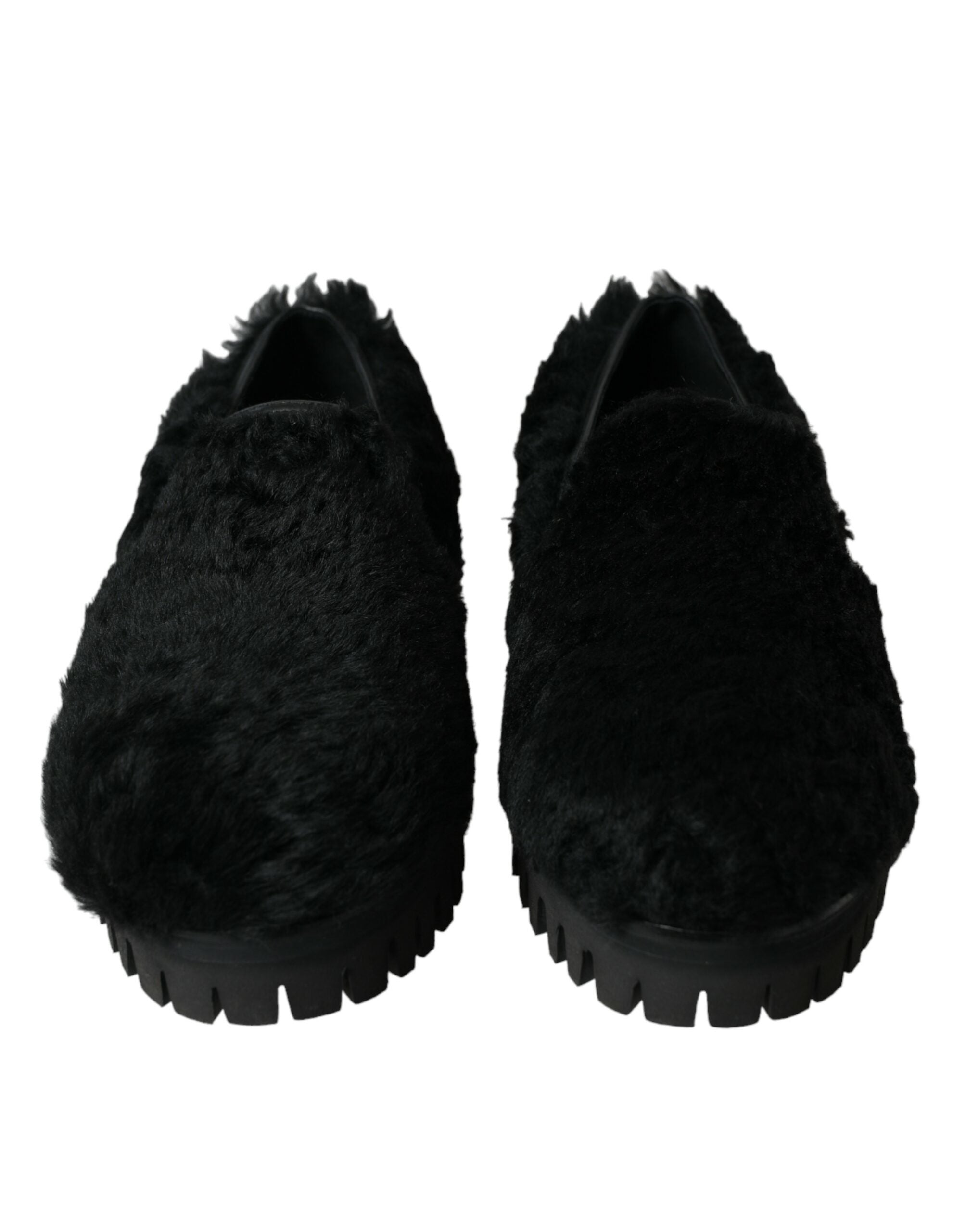 Mocassins élégants à enfiler en fourrure noire Dolce & Gabbana pour hommes