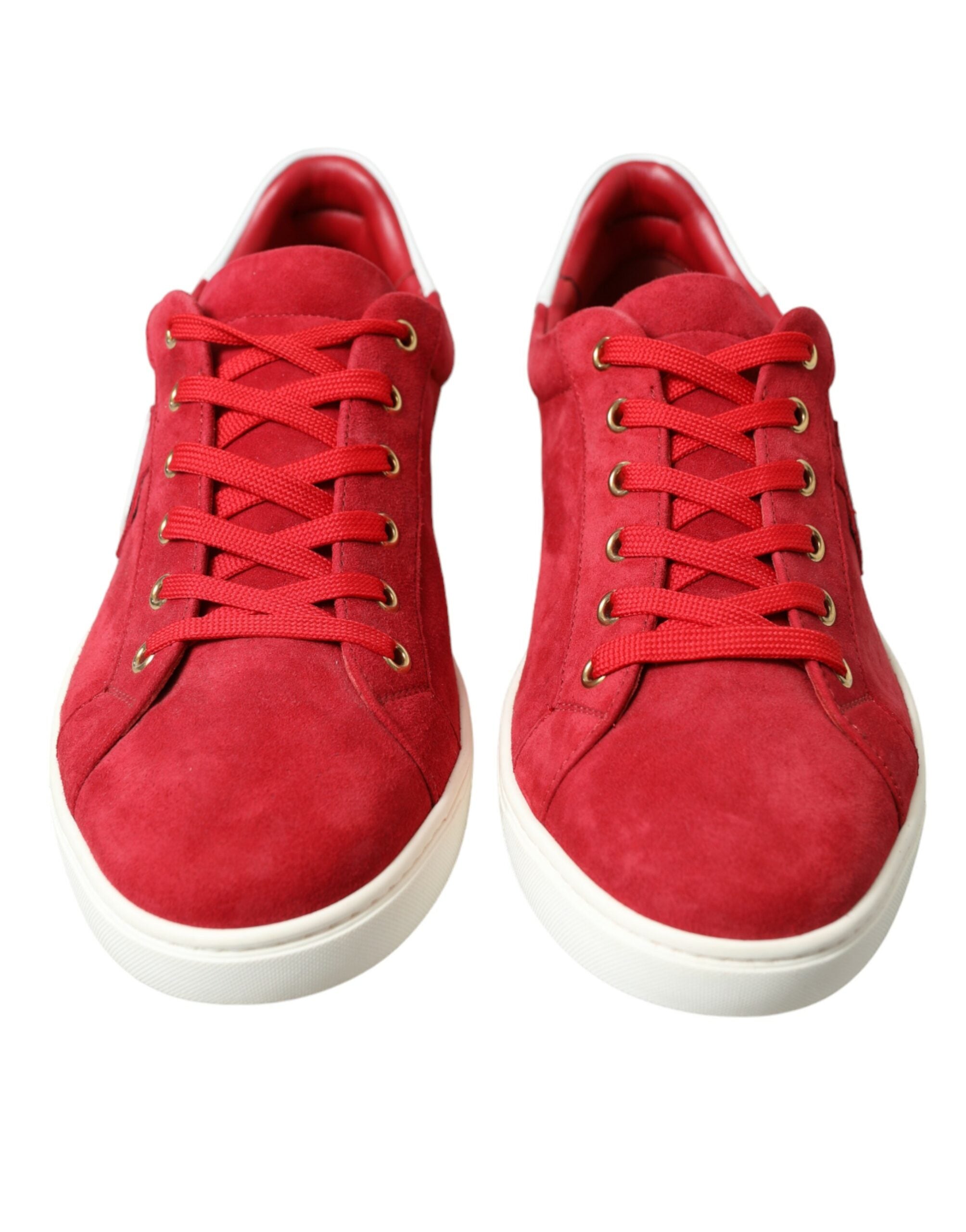 Dolce & Gabbana Elegante rote und weiße Low-Top-Sneaker