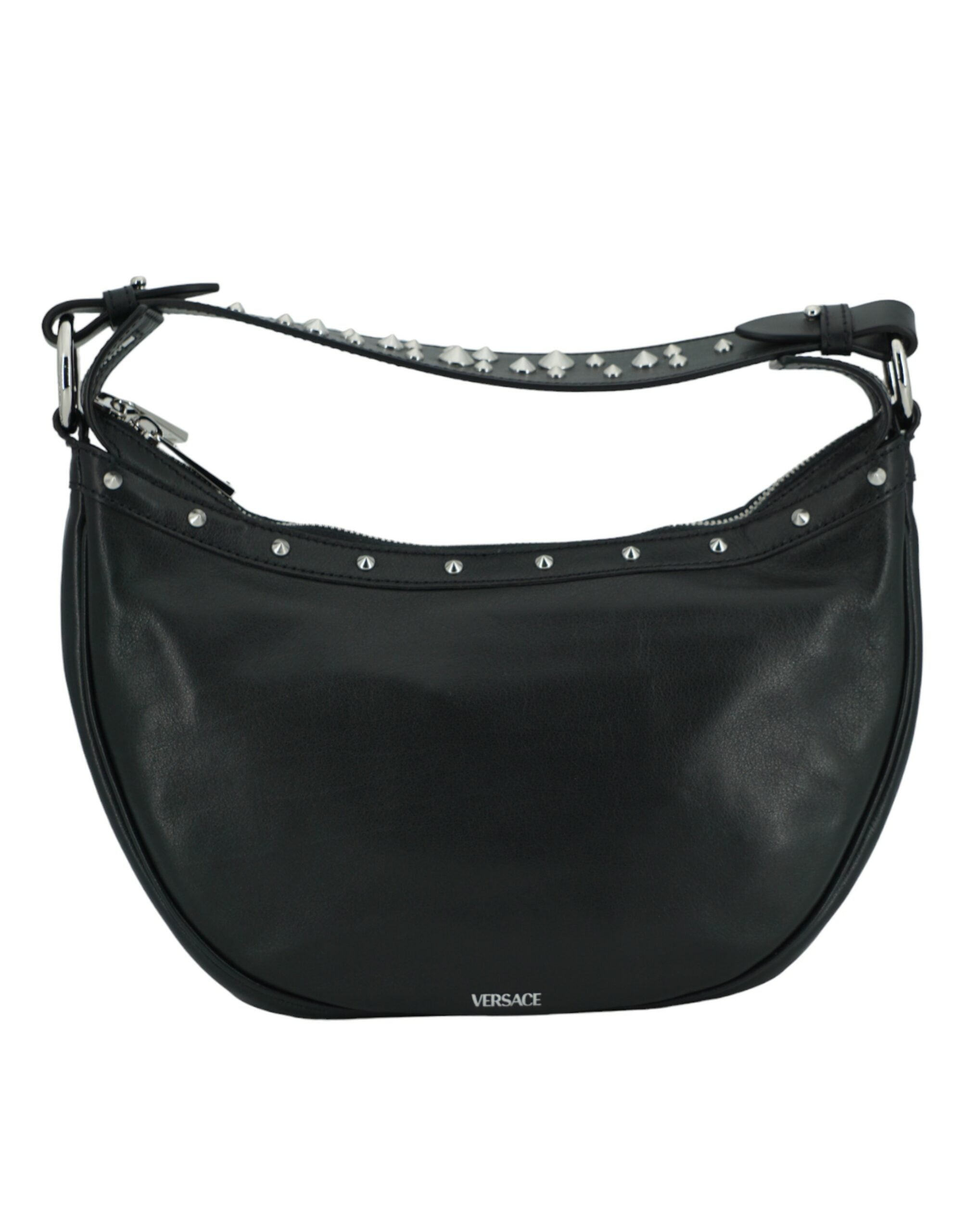 Sac à bandoulière Hobo élégant en cuir noir Versace