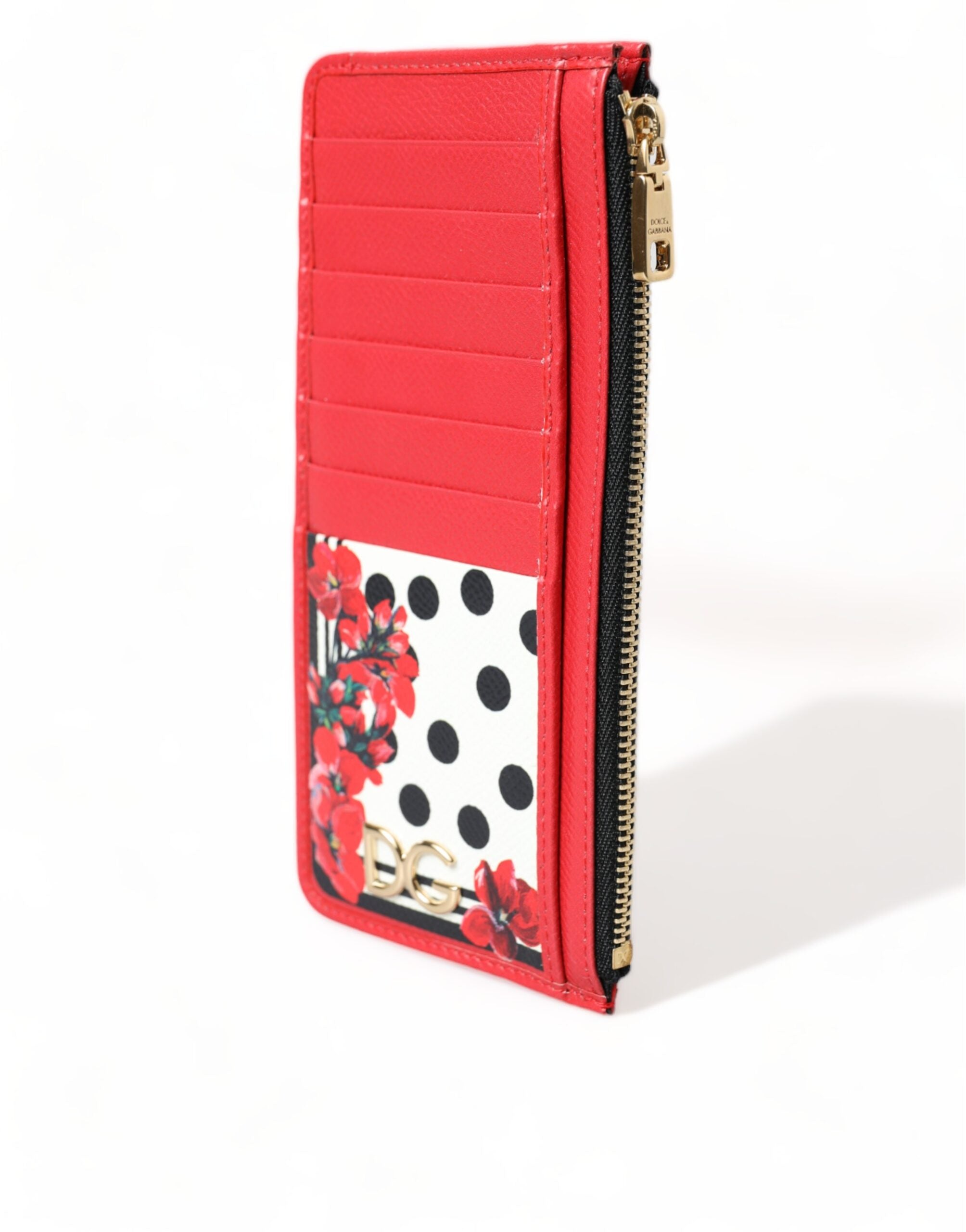 Portefeuille porte-cartes zippé élégant à motif floral Dolce & Gabbana