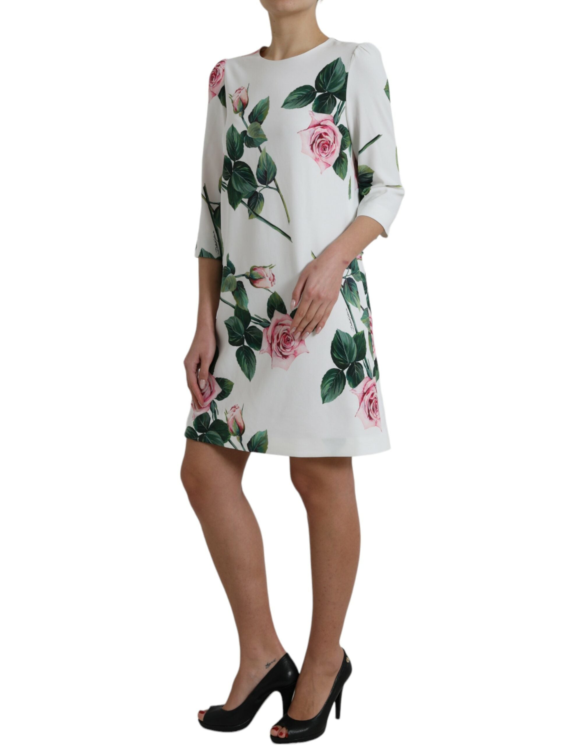 Robe trapèze mi-longue à imprimé floral Dolce & Gabbana