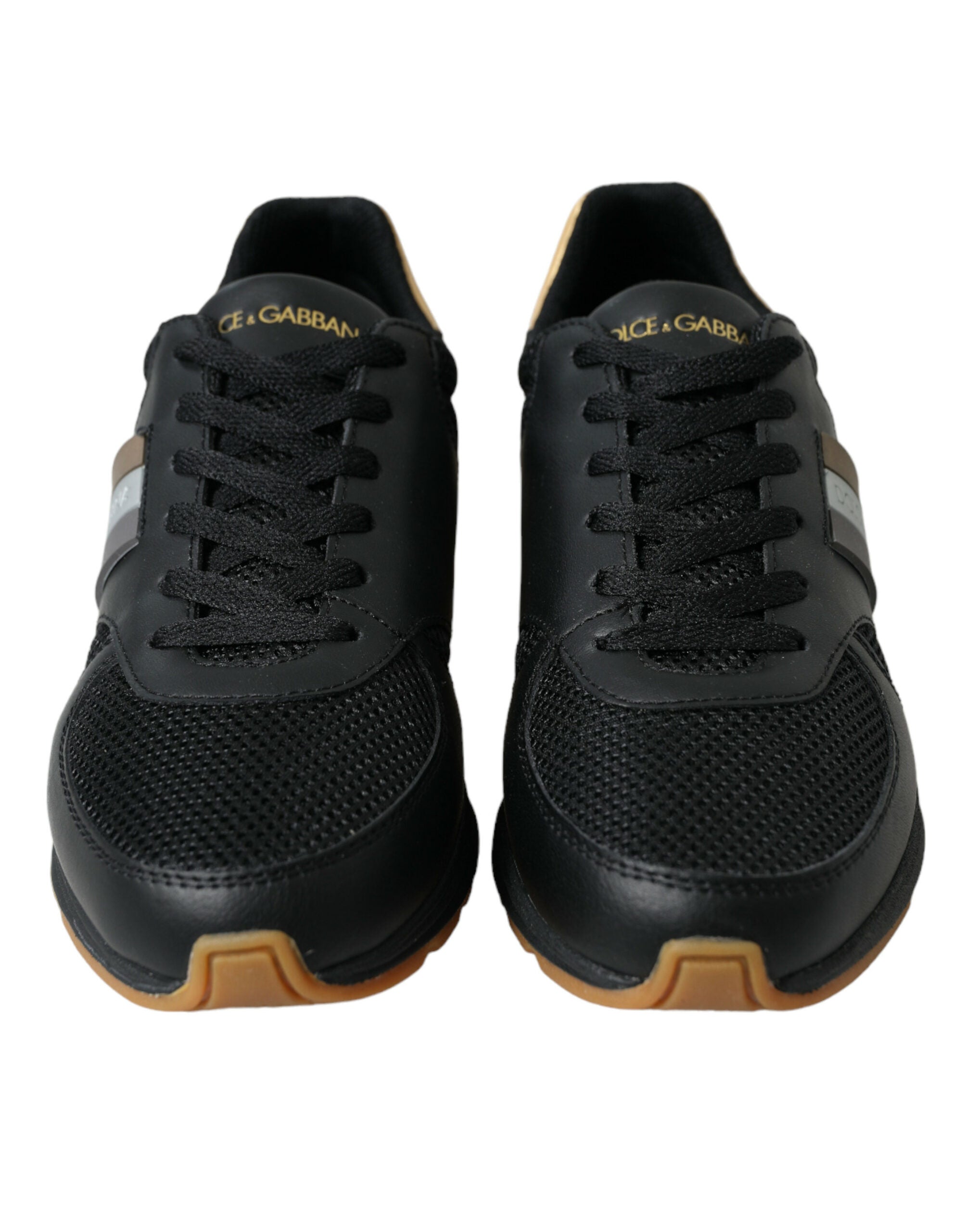 Dolce & Gabbana Elegant Low Top Leather Trainers - Black & Gold