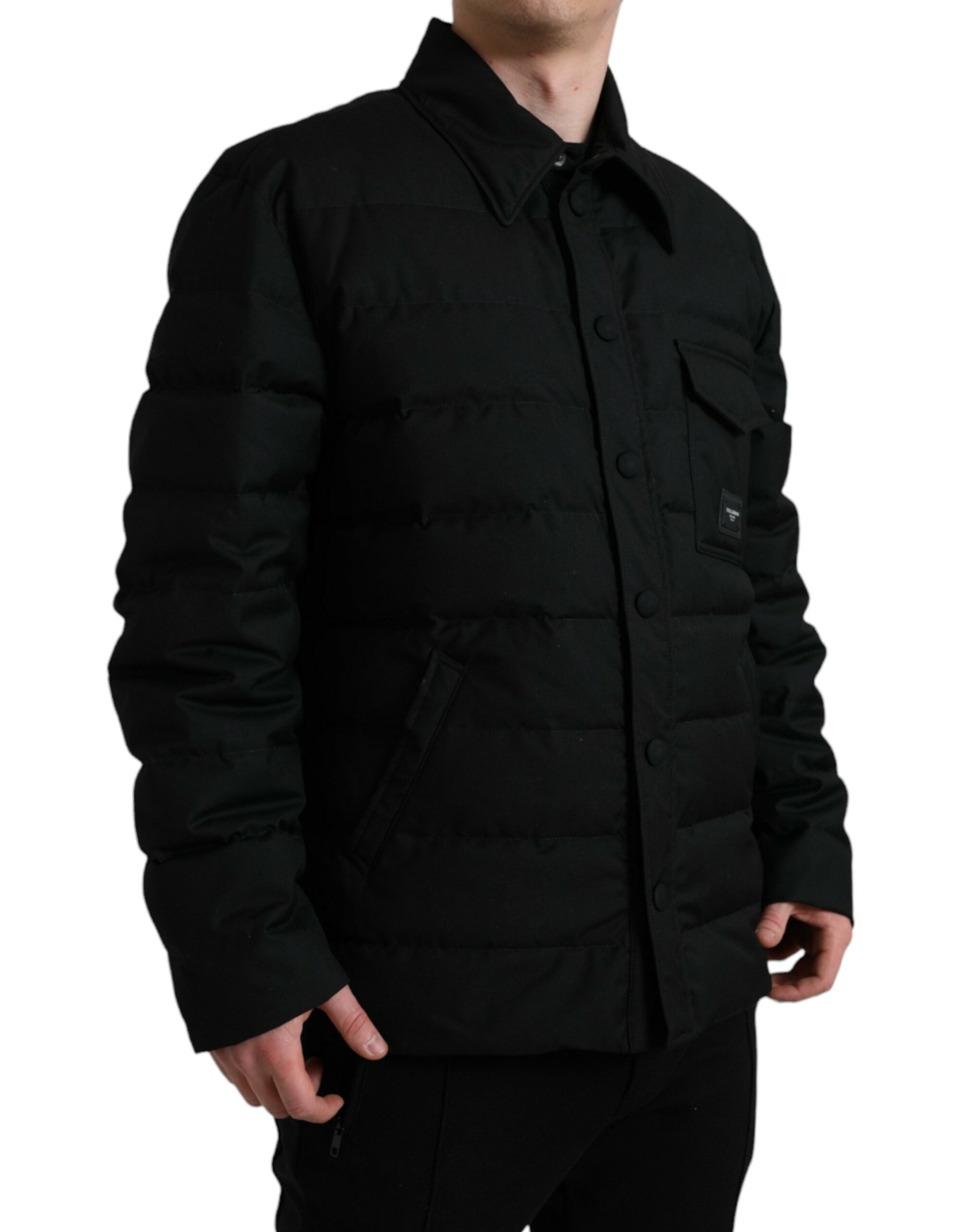 Dolce & Gabbana Elegante schwarze wattierte Parkajacke