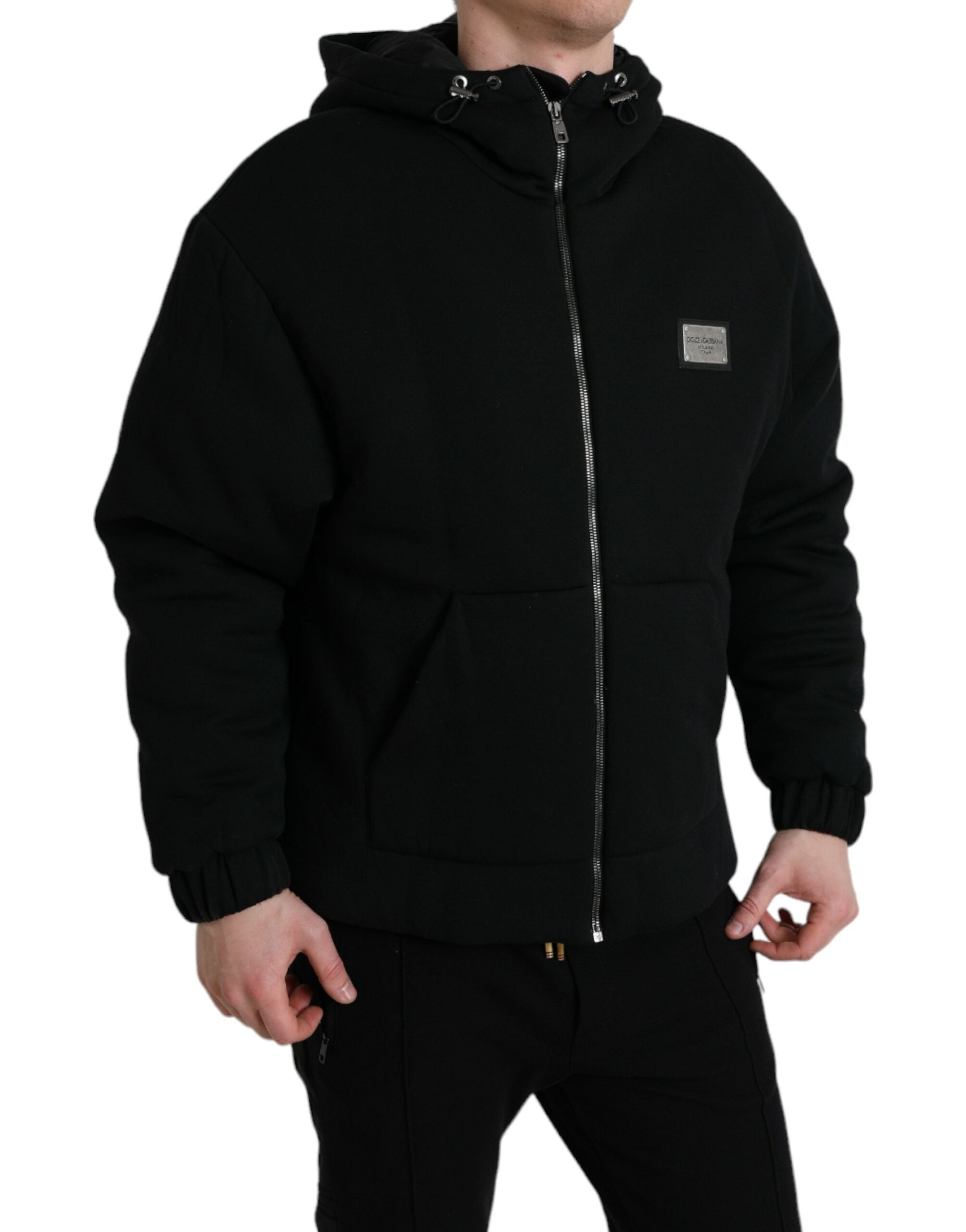 Dolce & Gabbana Elegante schwarze Bomberjacke mit Kapuze