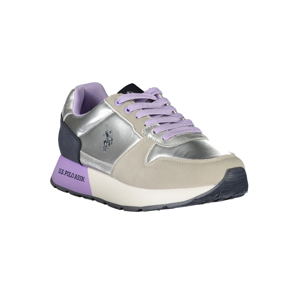 US POLO ASSN. Silberfarbener Polyester-Sneaker für Damen