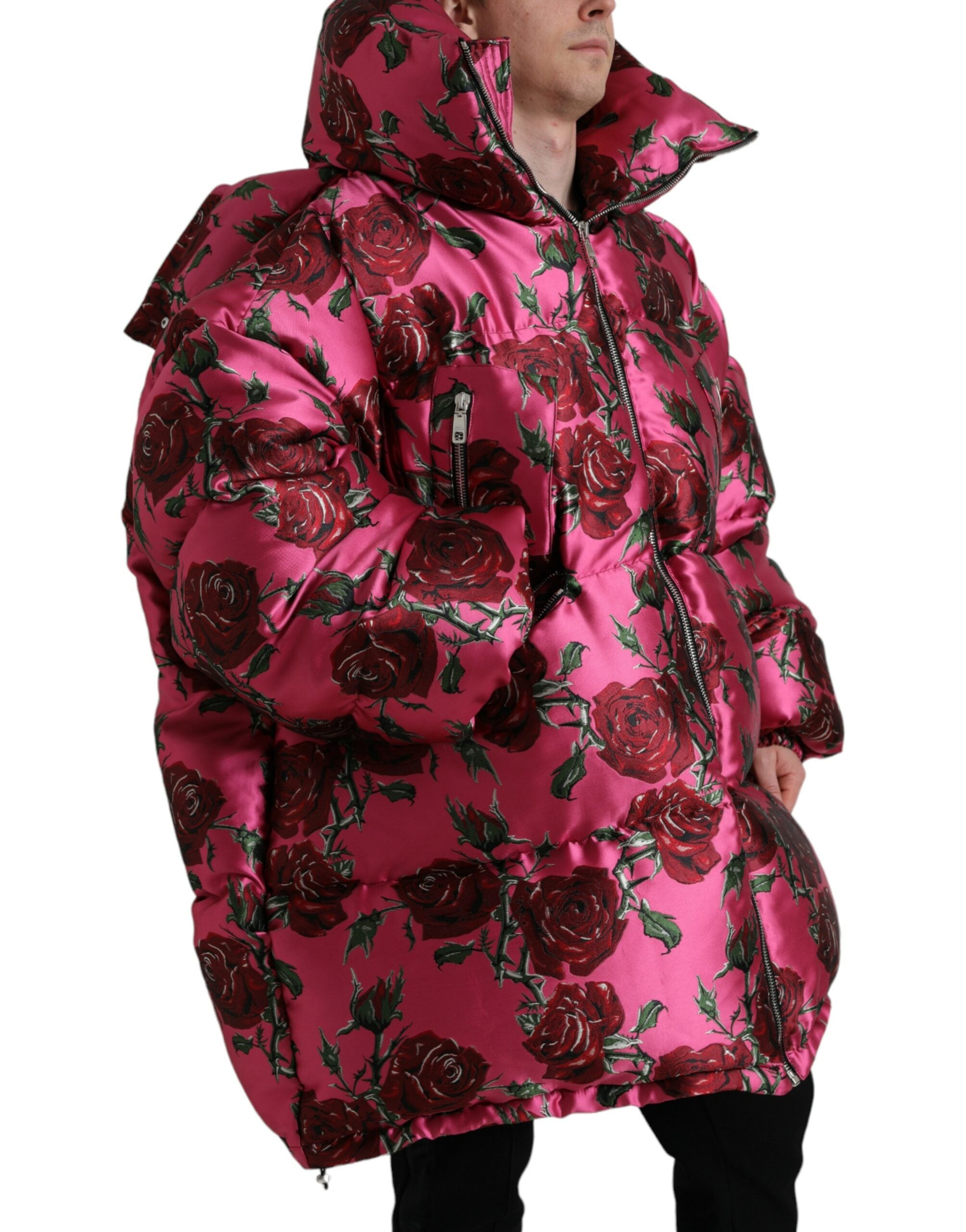 Dolce & Gabbana Elegante Steppjacke mit Rosenprint