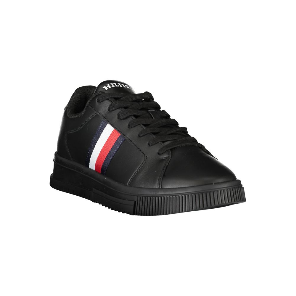 Tommy Hilfiger Black Leather Men Sneaker