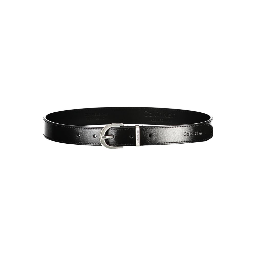 Ceinture élégante en cuir noir avec boucle en métal Calvin Klein