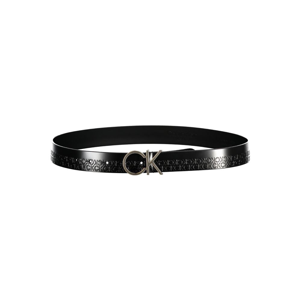 Ceinture élégante en cuir noir avec boucle en métal Calvin Klein