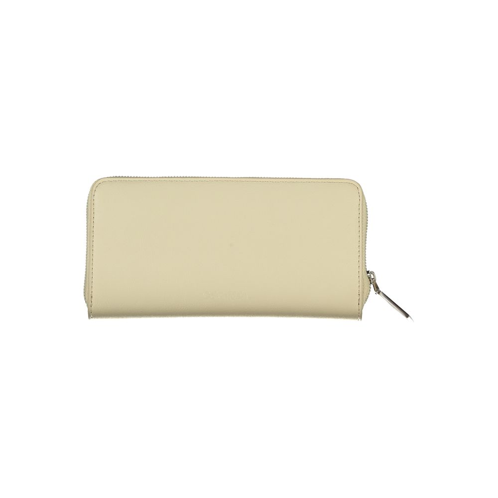 Portefeuille élégant à fermeture éclair beige Calvin Klein avec blocage RFID