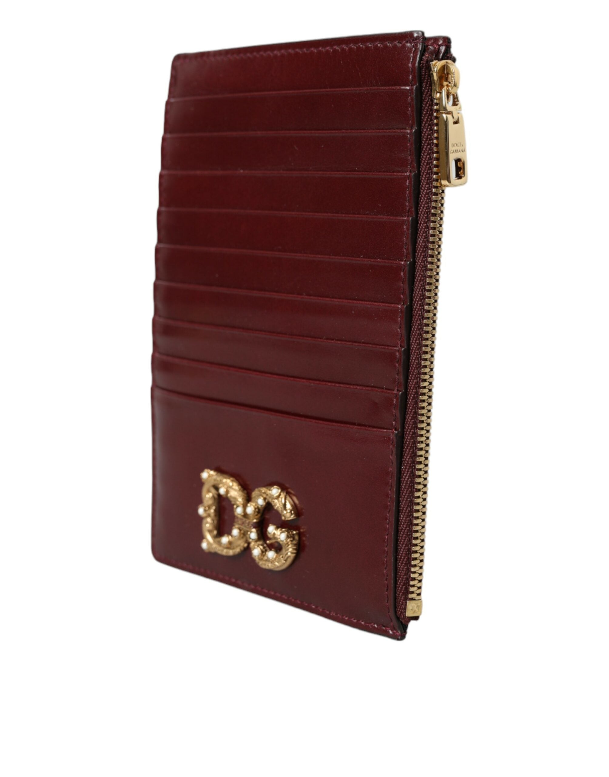 Portefeuille porte-cartes en cuir marron Dolce & Gabbana