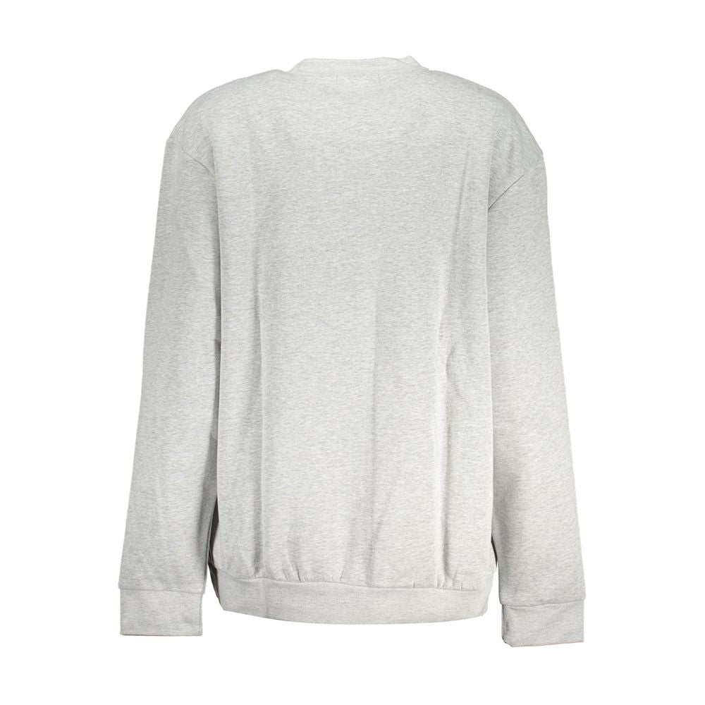 Cavalli Class Chic Gray Embroidered Crew Neck Sweatshirt