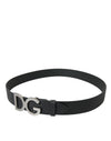 Ceinture élégante en cuir noir Dolce &amp; Gabbana avec boucle en métal