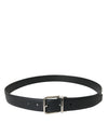 Ceinture élégante en cuir noir Dolce &amp; Gabbana avec boucle en métal