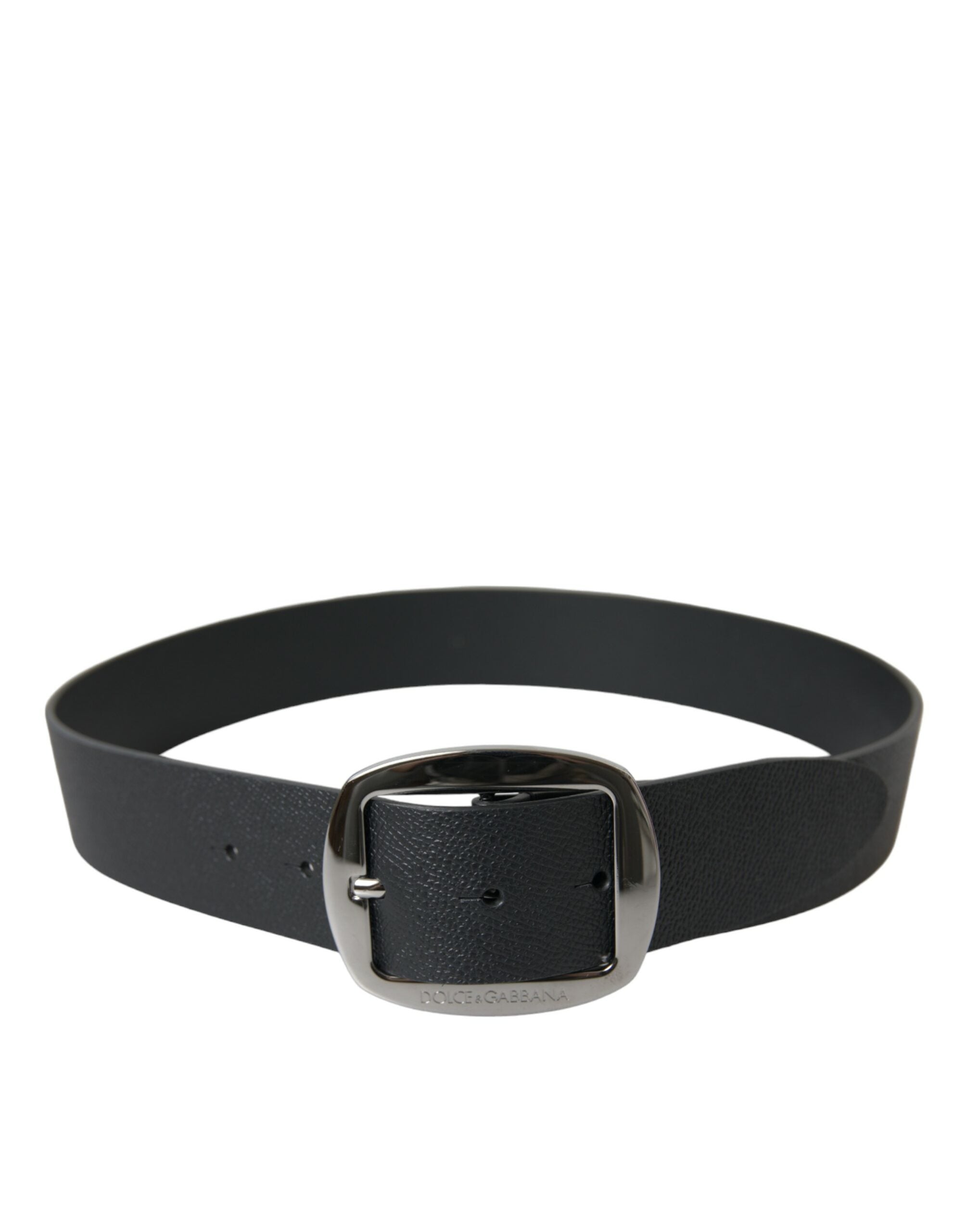 Ceinture élégante en cuir noir Dolce & Gabbana avec boucle en métal