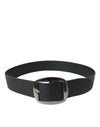 Ceinture élégante en cuir noir Dolce &amp; Gabbana avec boucle en métal