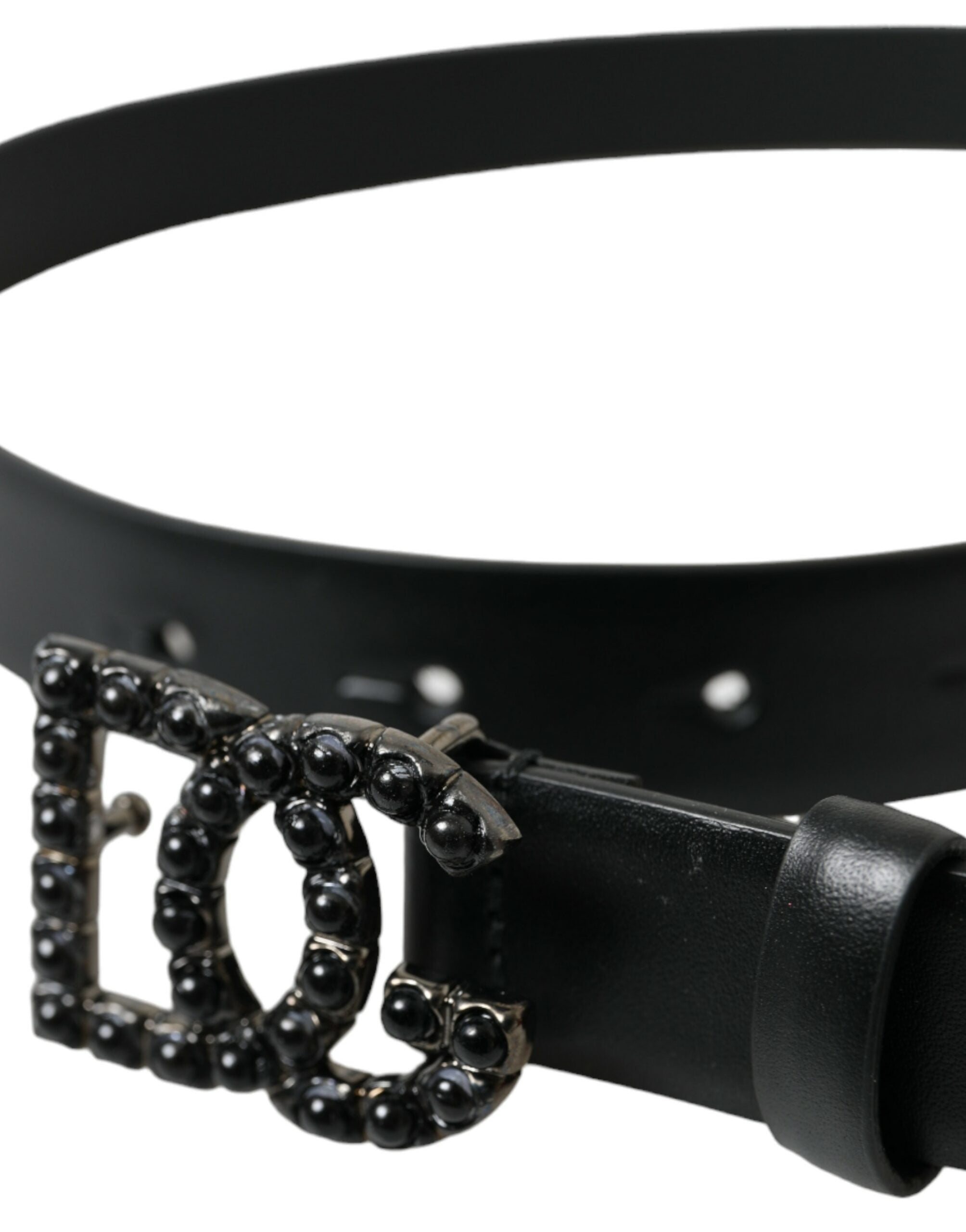 Ceinture élégante en cuir noir Dolce & Gabbana avec boucle en métal