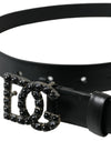 Ceinture élégante en cuir noir Dolce &amp; Gabbana avec boucle en métal